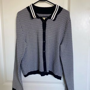 NWT Maeve B&W collared shirt